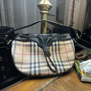 Burberry Black and Tan Plaid Shoulder Bag